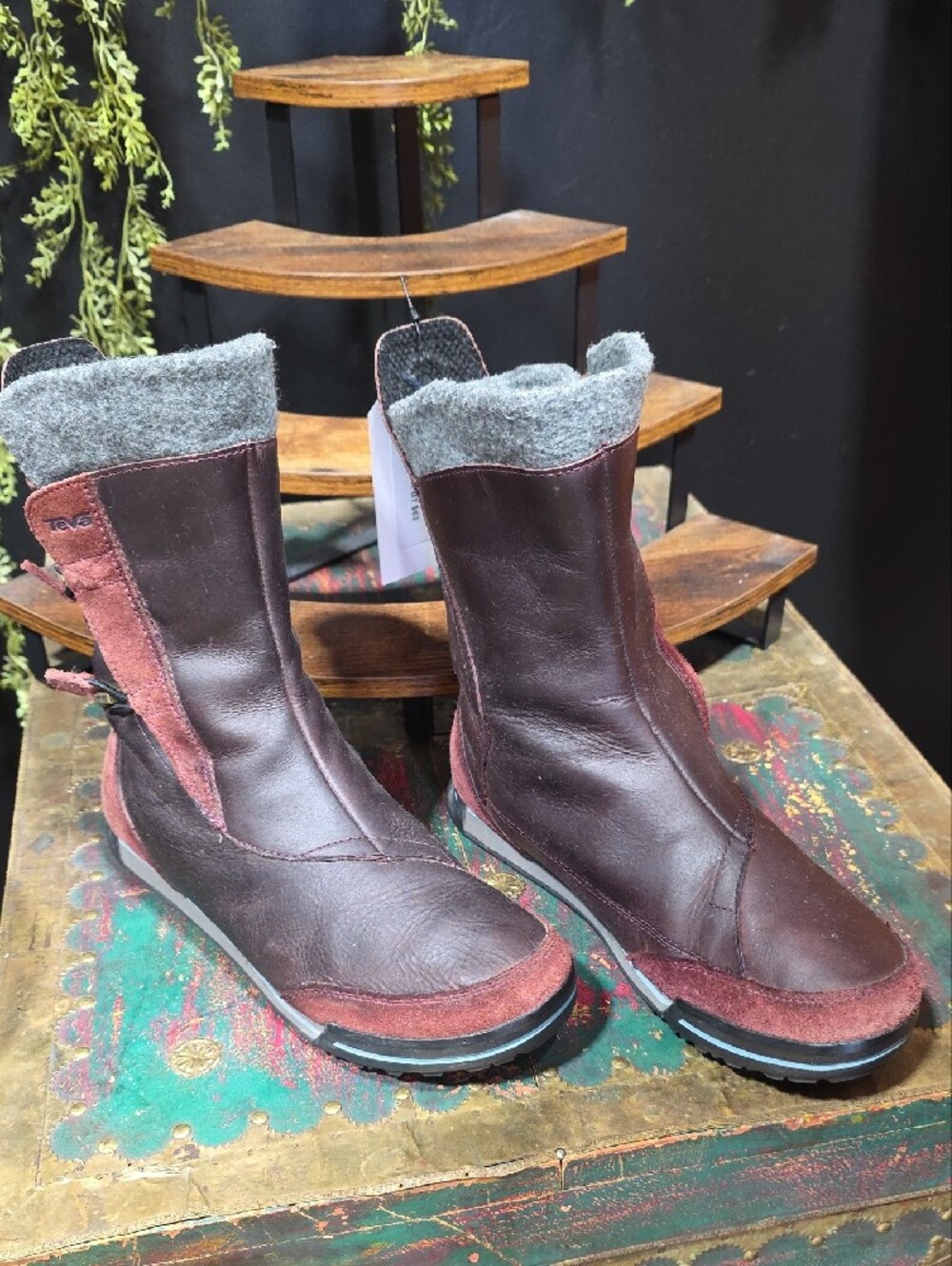 Teva Women's Burgundy and Gray Lace-Up Boots - Picture 6 of 10